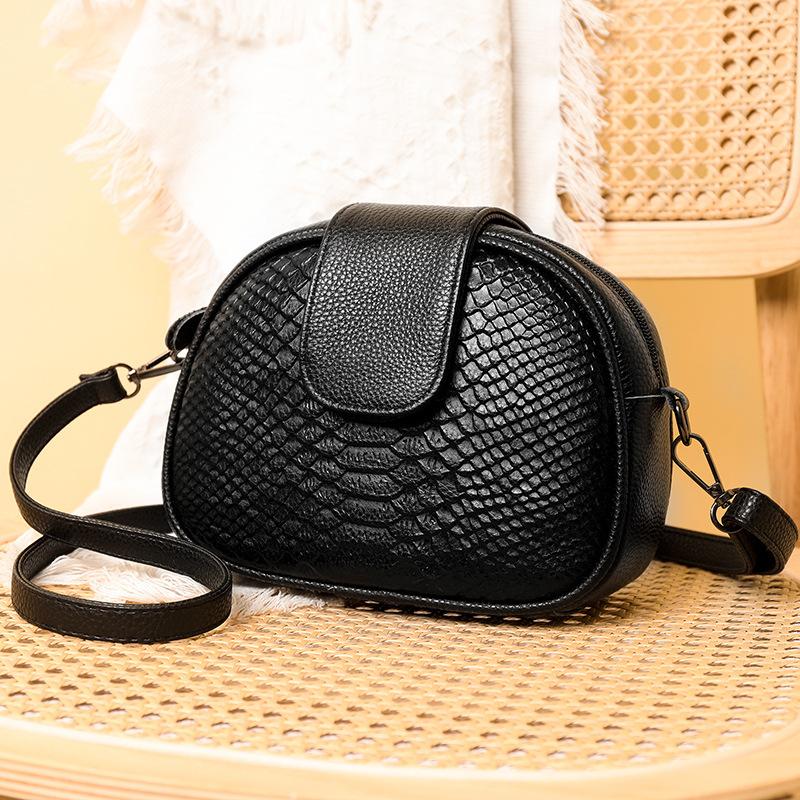 Cowhide Women'S Bag First Layer Cowhide Women'S Small Round Bag Shoulder Messenger Bag Women'S Genuine Leather Small Shell