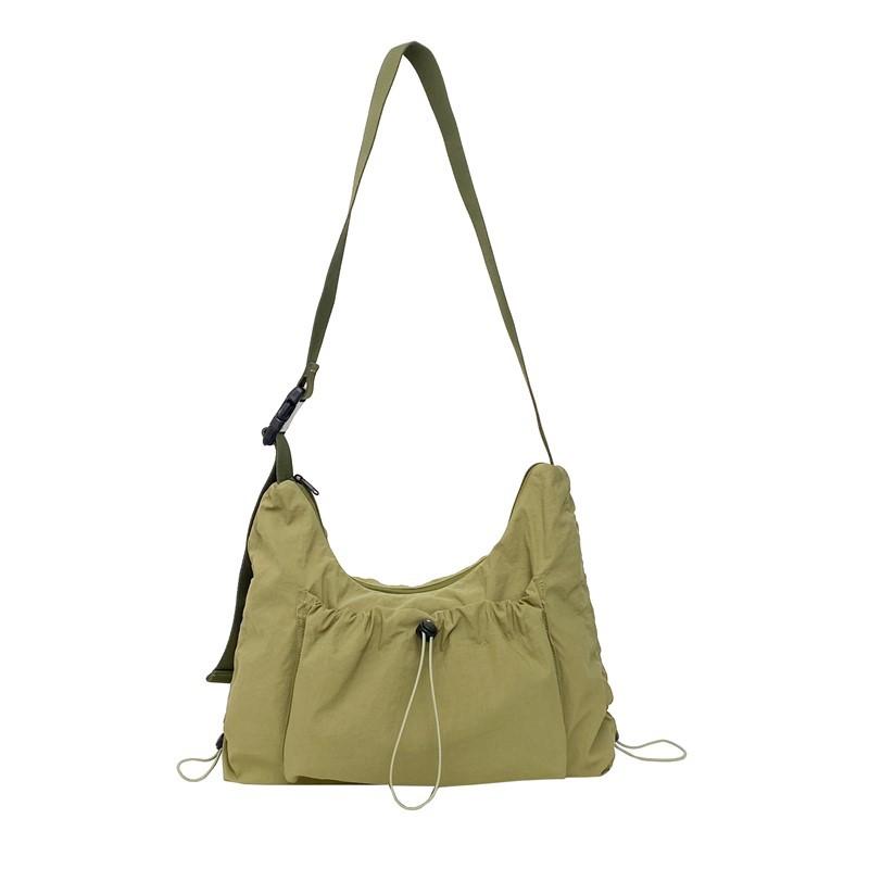 Pleated Drawstring Lightweight Shoulder Bag Women's Vintage Dumpling Bag Large Capacity Commuter Crossbody Bag