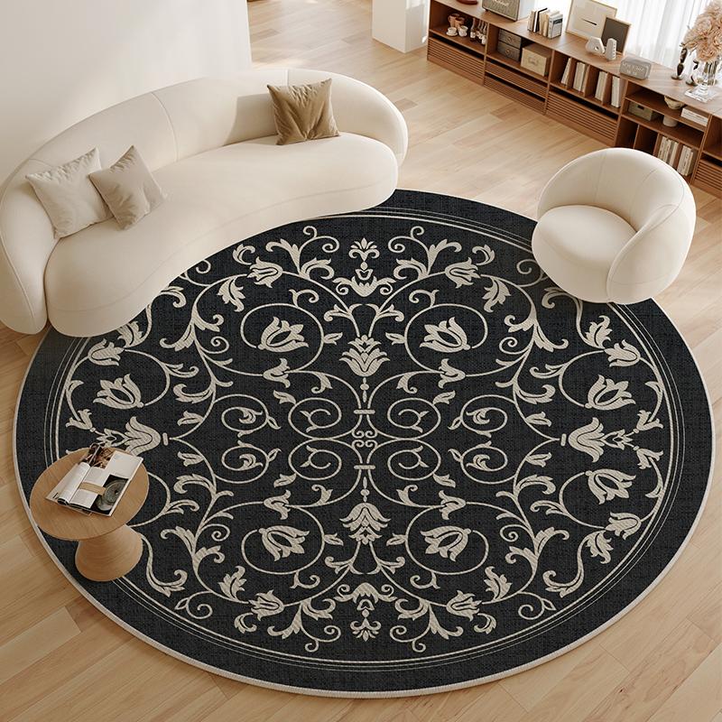 Minimalist Living Room Decoration Round Carpet Large Area Anti-slip Lounge Rug French Style Rugs for Bedroom Thick Washable Mat