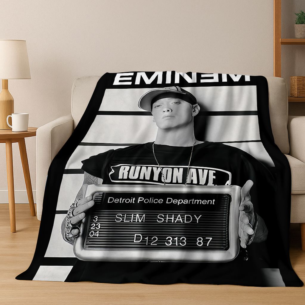 Tupac 2pac Rapper Eminem Hip Hop Rap God Art Flannel Blanket,Cozy Soft Throw Blanket for Home Bedroom Bed Sofa Cover Kids Gift