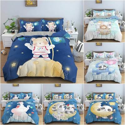 3D Cartoon Pattern DuvetQuilt Cover Cozy Soft Bedding Set for Children Kids Bedroom Decor Bedclothes Queen Twin Single