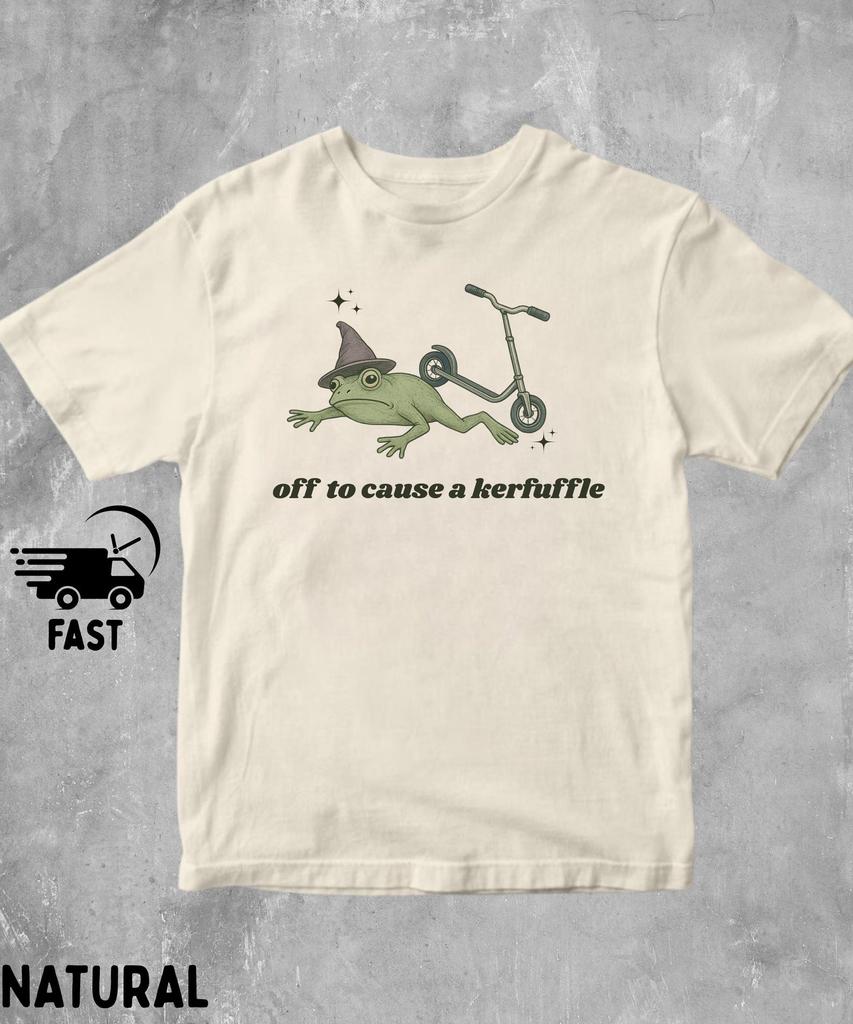Off To Cause A Kerfuffle Frog Meme Shirt,Gen Z Gag Gift,Sarcastic Humor Shirt,Edgy Meme Graphic Tee,Cringy Shirts,Frog Lover Gift,Stupid Tee