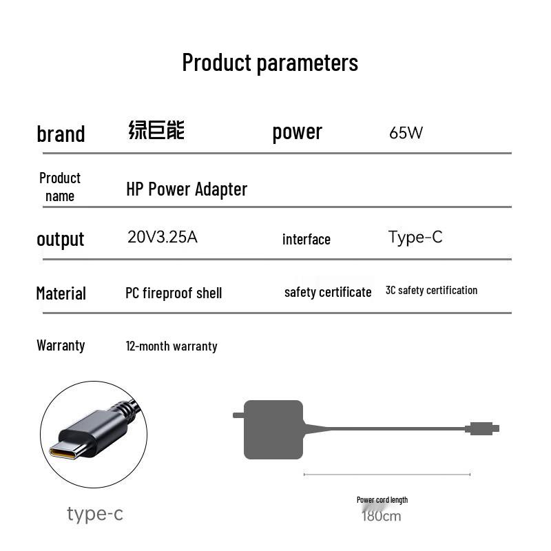 llano 65W Type-C Laptop Charger for HP Notebooks