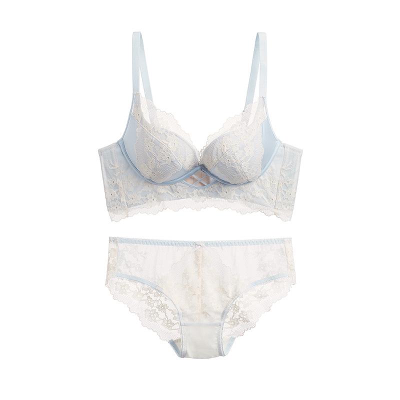 Ladies' underwear gathers without steel rims, small breasts, not empty cups, lace, pure desire bra set 8133, light pressure, thin breasts.