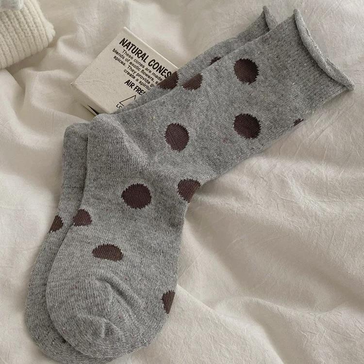 Women's Autumn and Winter Thickened Velvet Warm Point Yarn Polka Dot Wool Tube Socks