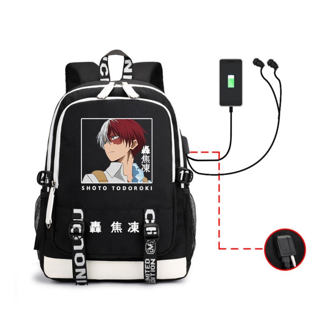 Riman My Hero Academy, surrounding backpack, large-capacity computer bag with USB port, student schoolbag