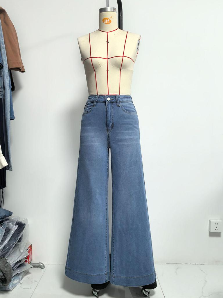 Spring/Summer 2026 Retro Washed Wide-Leg Slimming Jeans for Women
