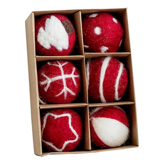 6/36Pcs 3/5CM Christmas Felt Ball Snowflake Snowman Solid Color Shatterproof Reusable Holiday Decoration Xmas Tree Hanging Ball Ornament Pendant