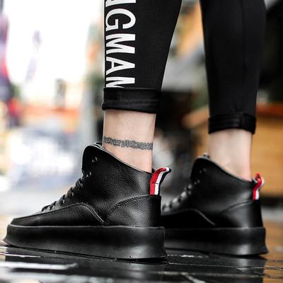 Herbst- und Winter-High-Top-Hip-Hop-Schuhe, reinweiße Plateau-Freizeit-Sportschuhe, Schuhe für neue Studenten