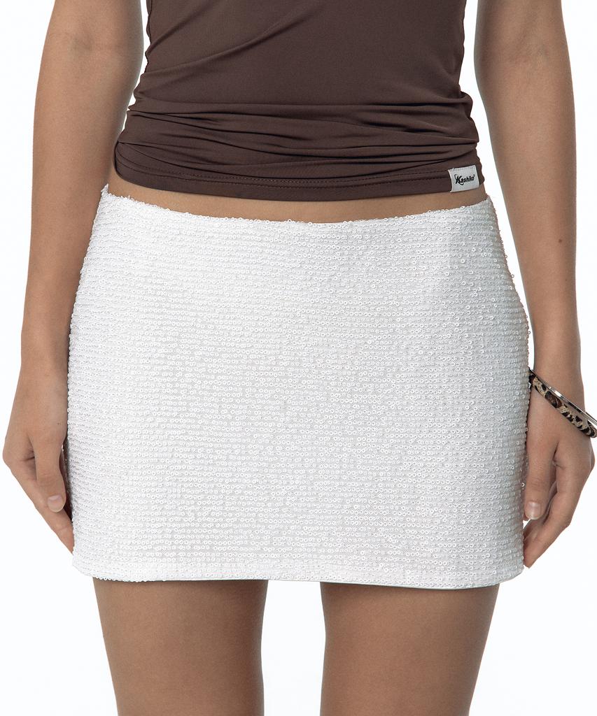 Kasiko Spangle Mini Skirt White