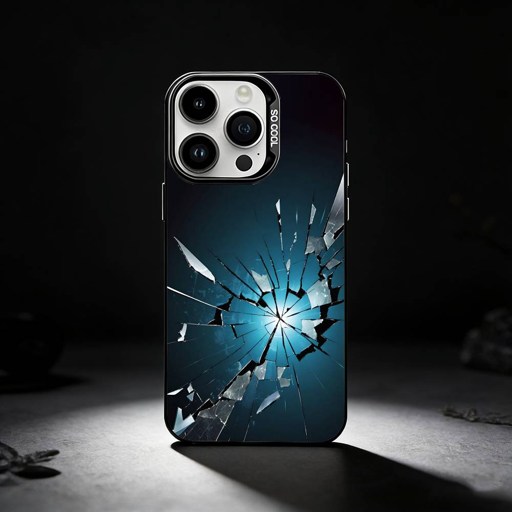 

3D vision glass shards Phone Case For iPhone 17,16,15,14,13,12,11 Plus,Pro Max,XS,Colored silver phone case iPhone15plus