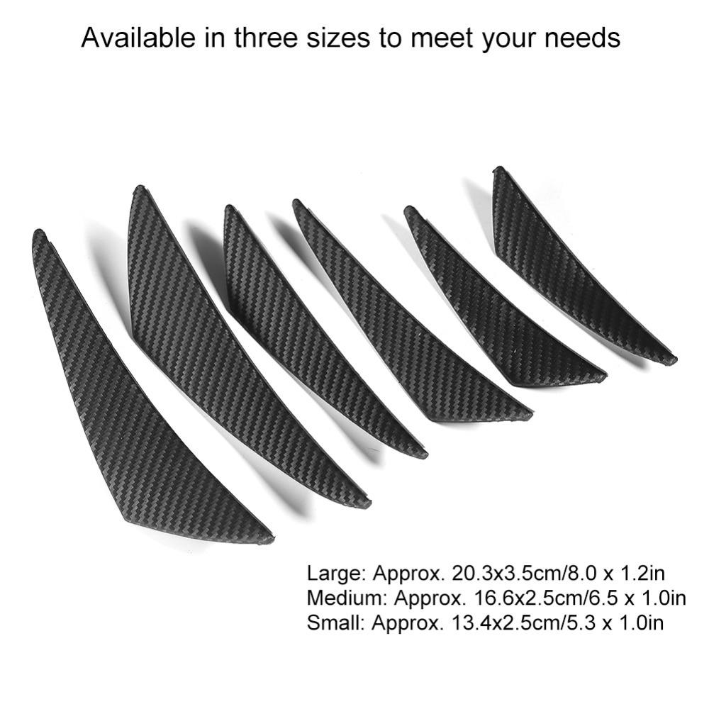 6PCS Universal Car Bumper Fin Black Carbon Fiber Texture Car Spoiler Lip  Front Bumper Decoration