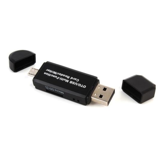 

Портативное высокоскоростное устройство чтения карт памяти Micro USB SD TF OTG для портативного мобильного телефона чёрный