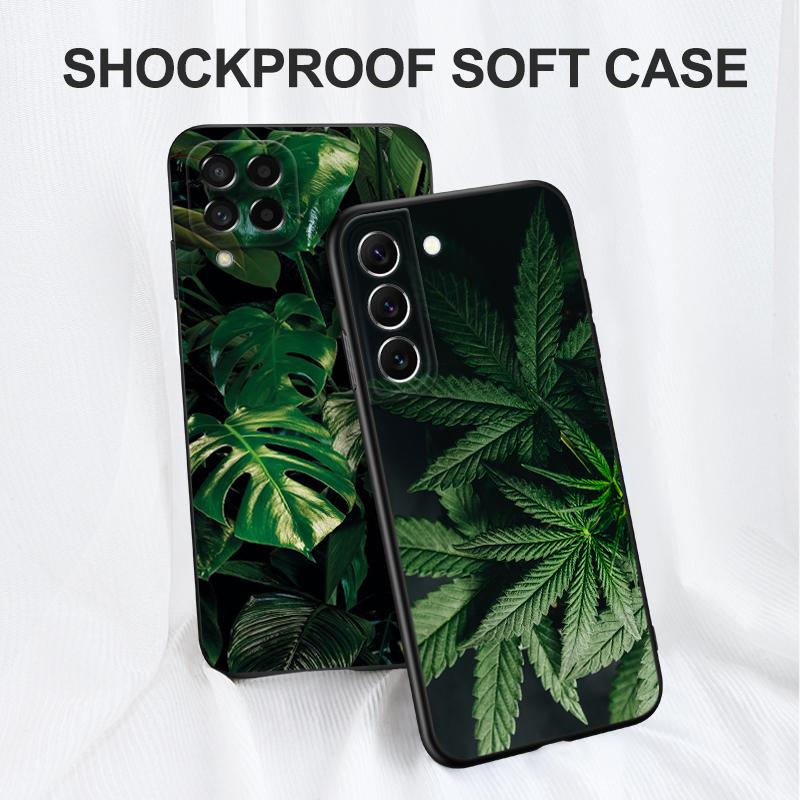 Black Tpu Case For Xiaomi Redmi 9T Case Redmi Note 9T Note 10 5G 4G Pro 10S Case Green Monstera Leaves