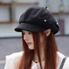 Hunting UV Slimming Stylish [Qzkouma] Casquette, Autumn/Winter Hat, Women's Cap, Warm, Windproof, Protection, Effect, ZUHB-810 (Black)