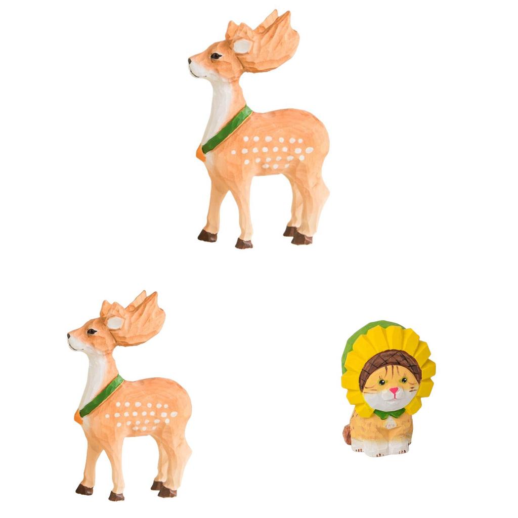 Wooden Crafts Deer Figurine Gift For Home Office Decor And Celebrations