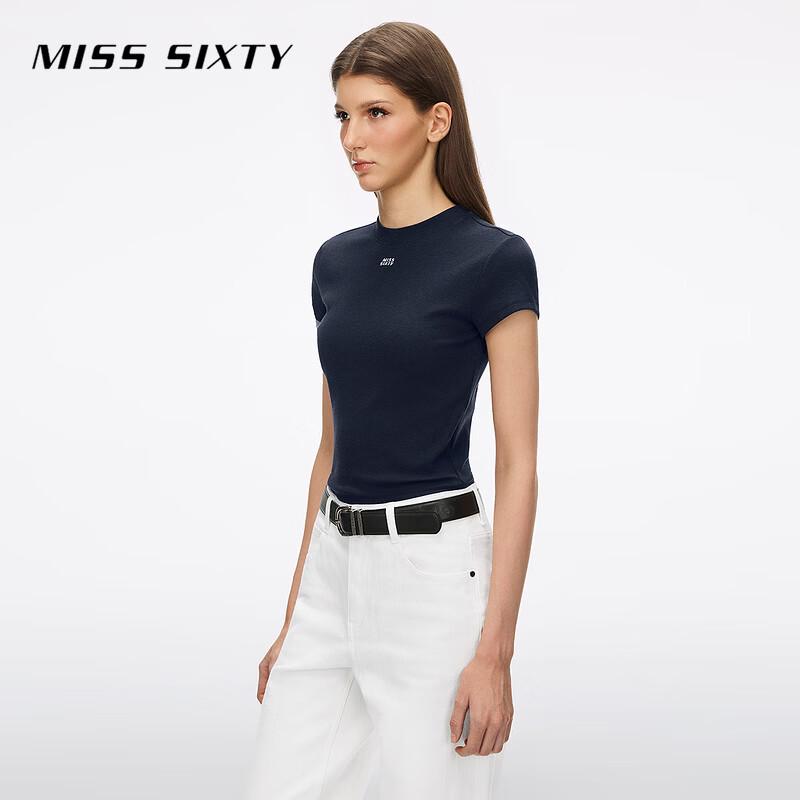 MISS SIXTY Women's Slim Fit Embroidered Cropped T-Shirt