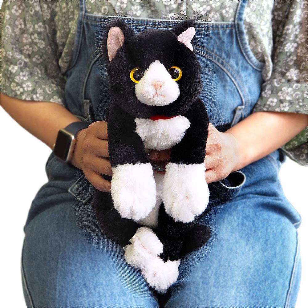 Sun Lemon Lap Cat Plush Animal Small P-6242 Black and White Cute Cat 13 X 36 X 15cm