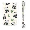 New Panda Printing Plastic Card Holder with Long Lanyard Slide Card Case ID Card Protective Cover