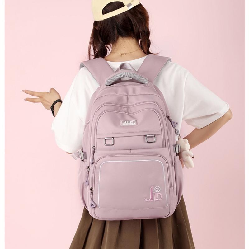 Zaini ultra-leggeri ad alta capacità per studentesse, zaini alla moda per studenti delle scuole medie e superiori, impermeabili in Oxford, tinta unita semplice, borsa da viaggio per libri