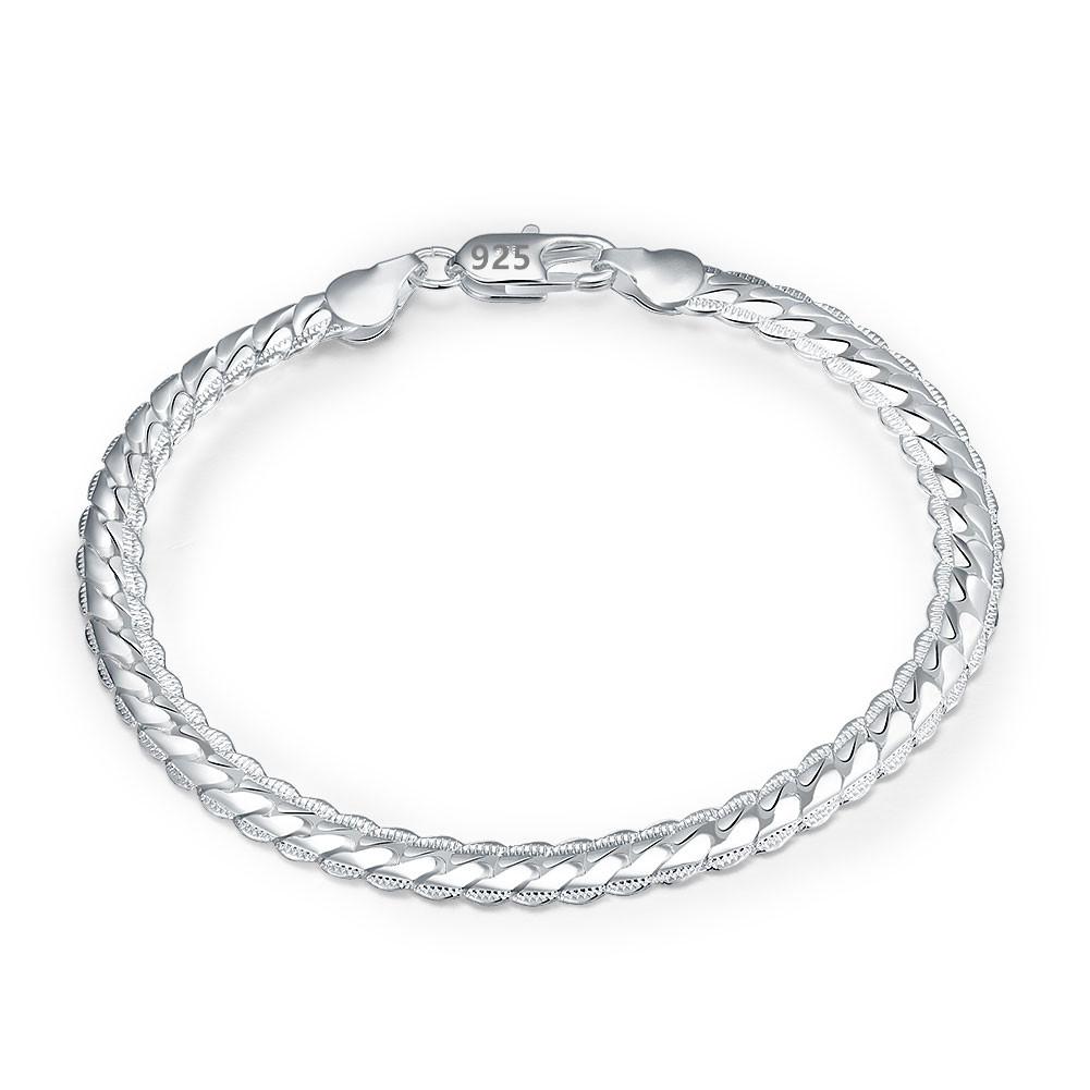 Brand New High Quality 925 Sterling Silver 5mm Women Men Chain Men Cuban Bracelet Fashion Silver Jewelry