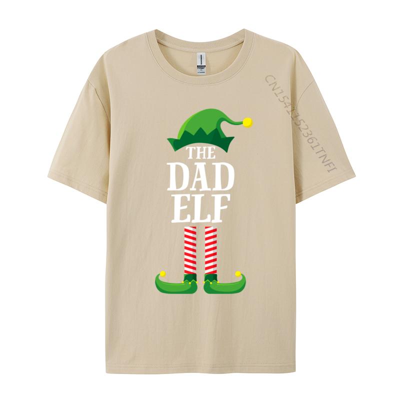 Dad Elf Matching Family Group Christmas T-Shirt Casual Cotton Men's Tees Fashionable Fitted Tshirts Funny Design