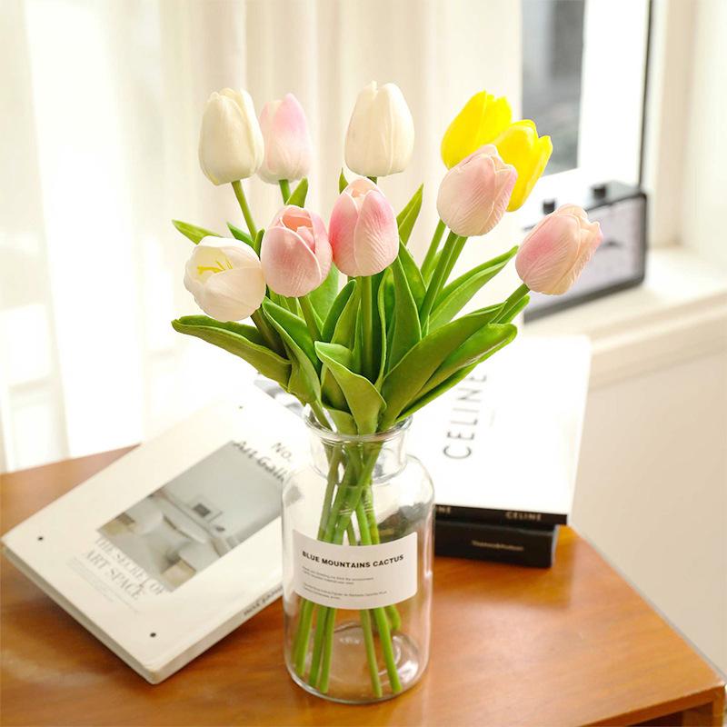 10PCS Mini Tulip Simulation Flower Wedding Home Fake Flower Photography Props Decorative Accessories Hand Bouquet