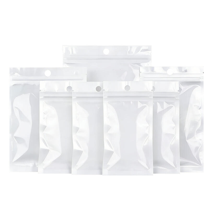 100pcs White Plastic Self Sealing Jewelry Bag Rings Necklace Bracelet Ziplocks Storage Holder Bags Anti-oxidation Jewelry Bag