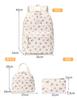 Purple rose print women's backpack High quality corduroy material university school bags College style 3-piece backpack set