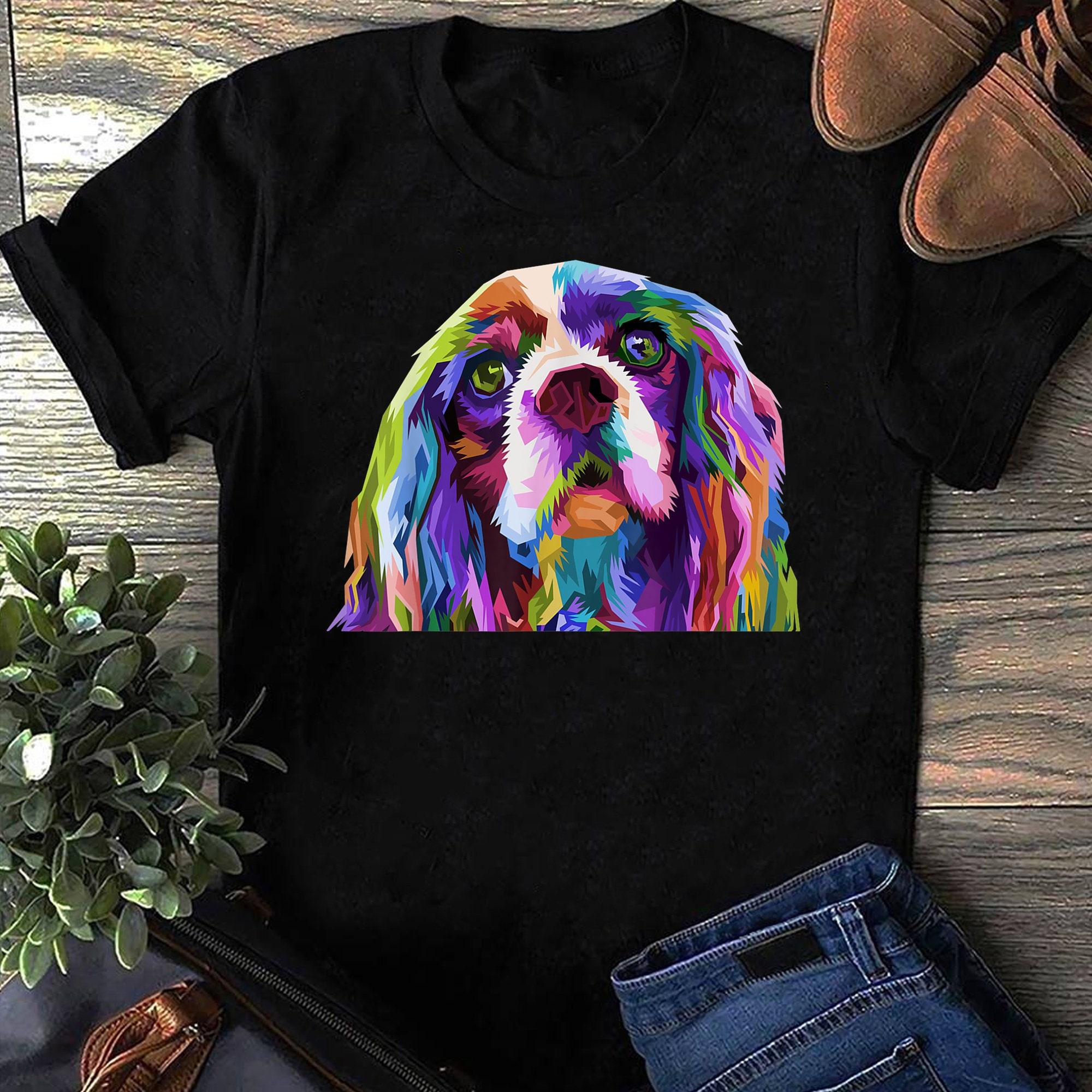 English Cocker Spaniel Pop Art Portrait Dog Owner T Shirt English Cocker Lovers Tops S