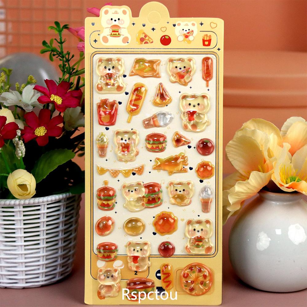 Cute Animal 3D Stickers Kawaii Cartoon Cat Bear Rabbit Sticker DIY Water Bottle Diary Phone Funny Decals Decor