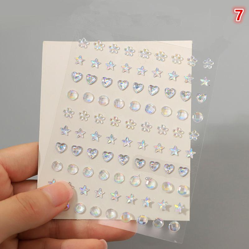 3D Eyes Face Makeup Temporary Tattoo Self Adhesive Beauty Colorful Pearl Jewels Stickers Festival Diy Body Art Decorations