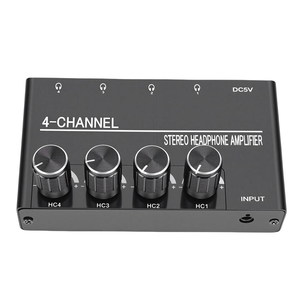 Headphone Amplifier 4 Channel Stereo Headphone Amplifier Splitter with 1 4 Inch Headphone Output for PC Guitar