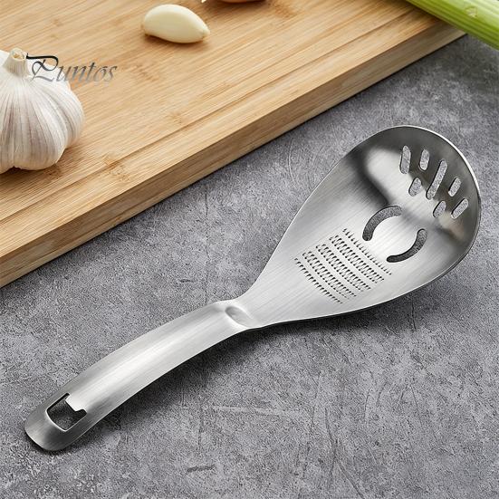Durable Stainless Steel Grater Slotted Spoon with Bottle Opener & Ginger Grater, Fine Tooth Kitchen Accessory Manual Grinder for Puree Paste,