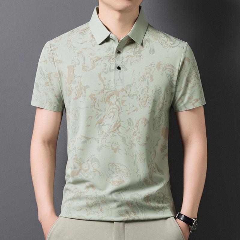 Polo Masculino Gelo Estampado Manga Curta Moda Verão Casual Camiseta