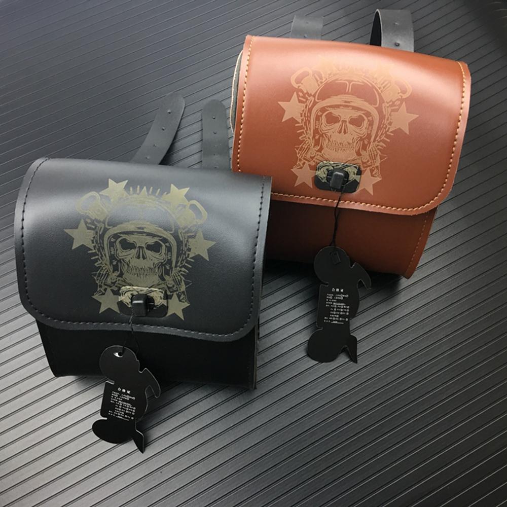 Universal Mini Motorcycle Handlebar Sissy Bar Side Bag PU Leather Tool Bag For Harley Honda Suzuki Kawasaki Yamaha