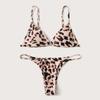 Women Leopard  Print High Waist Two Pieces Bikini Swimwear Swimsuit Beachwear