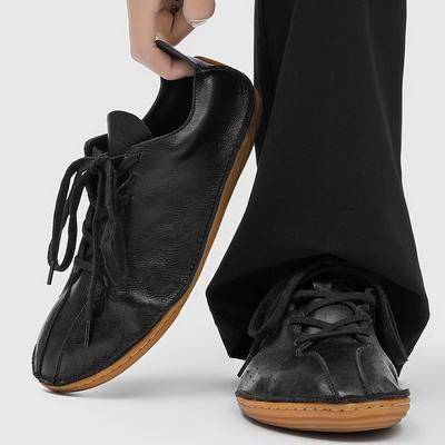 Einfache flache Herbst-Barfußschuhe Wandern Faul Täglich Deutsch Training Lässig Paarschuhe 25690 schwarz-J