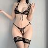 Sexy Lace Three-point Suit, Sexy Small Chest Lace-up, Pure Desire Underwear, Hot Passion Open Panties, Pajamas 1132
