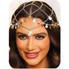 Fashey Boho Sequins Head Chain Gold Mesh Headpiece Cap Wedding Hair Accessories for Women