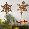 2-Piece Wrought Iron Snowflake Garden Decoration Stakes, Winter Decoration, Rust-Colored Christmas Decoration, Flower Pots, Bonsai Christm