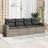 4 Piece Garden Sofa Set with Cushions Light Grey Poly Rattan