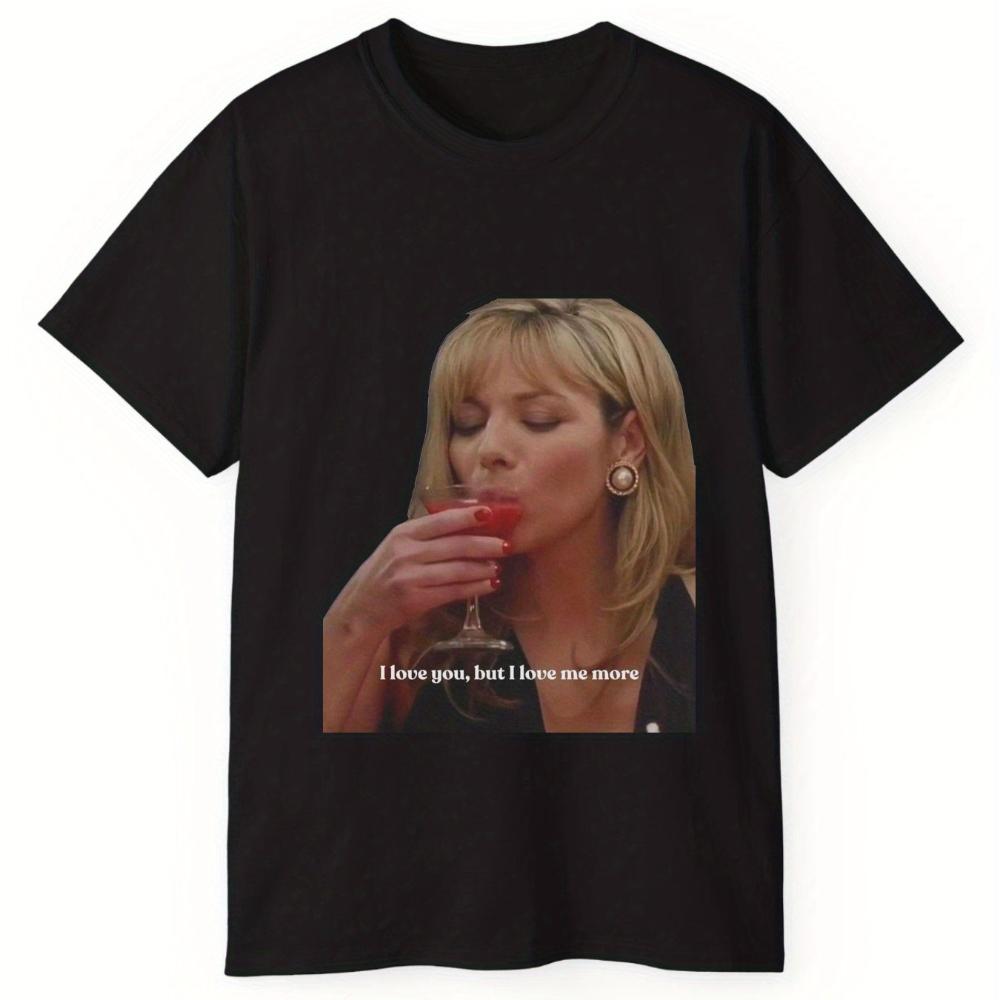 Unisexs Tshirt Featuring SaUnisextha Jones Logo and Phrase I Love You More Casual Crew Neck Shortsleeved Shirt L
