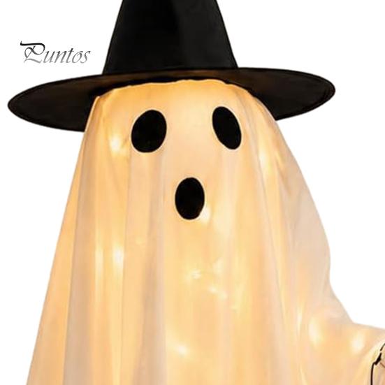 DIY Hanging Ghost Props Halloween Walking Dog Decor with LED String Light, Spooky Glowing Yard Lawn Ornaments Puppy for Outdoor Home, Holiday