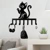 Modern Cat Key Holder Wall Mounted Metal Key Organizer with 7 Hooks Ideal Gift for Cat Lovers