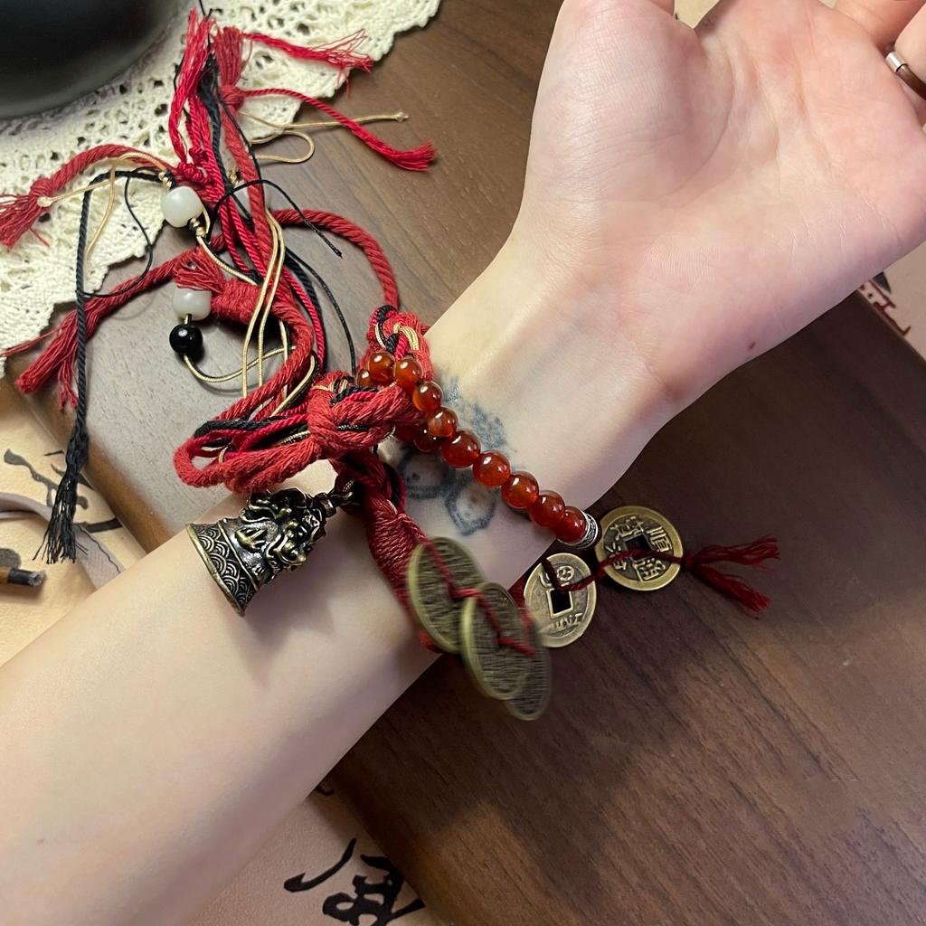 Fjellspøkelse Bruke Penger Armbånd Håndvevd Kobbermynt Duskete Håndtau Ny Kinesisk Retro Etnisk Stil Nisjedesign Smykker