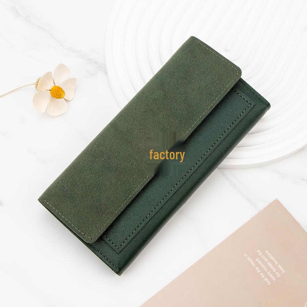 

Korean Style Women s V-Buckle Tri-Fold Wallet Clutch & Card Holder зелёный