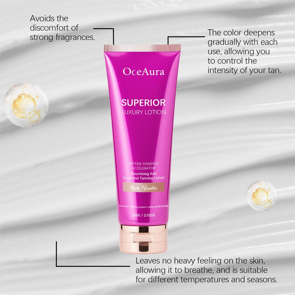 OCEAURA Darkening Lotion for outdoor tanning, refreshing, light, moisturizing and natural gloss for wheat-colored skin