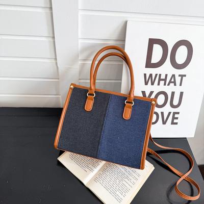 New Autumn and Winter Contrasting Color Women's Bags Large-capacity Tote Bags Shoulder Bags Women's Crossbody Square Bags Large Shopping Bags