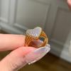 French Vintage Open Heart Ring Diamond Hollow Love Women Fashion Jewelry